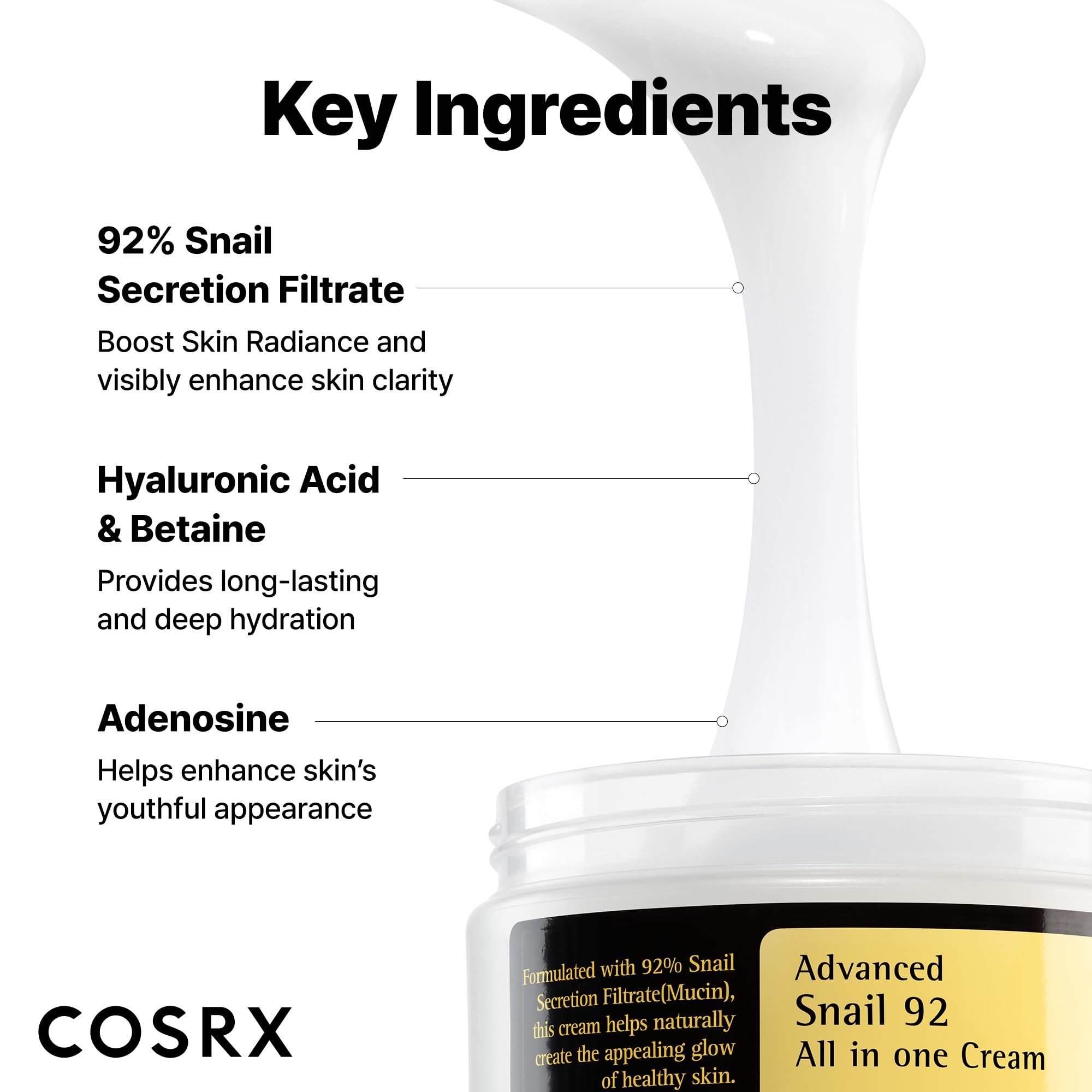 Buy now COSRX Snail Mucin 92% Face Moisturizer, 3.52 Oz, Lightweight Moisturing Cream for Soft, Glowy Skin, Korean Skin Care, Korean Moisturizer Face Cream at indiglob india