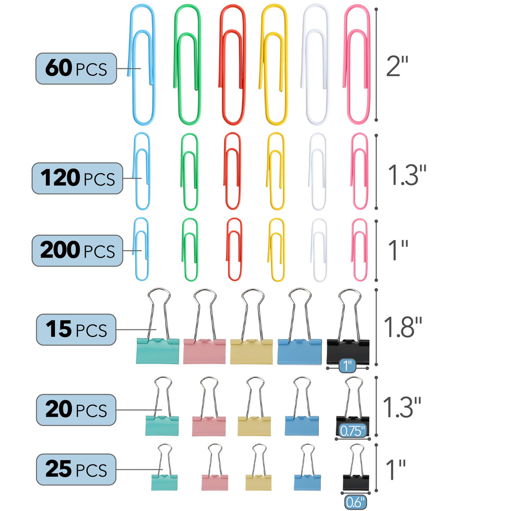 Mr. Pen- Paper Clips and Binder Clips Set, 440 pcs