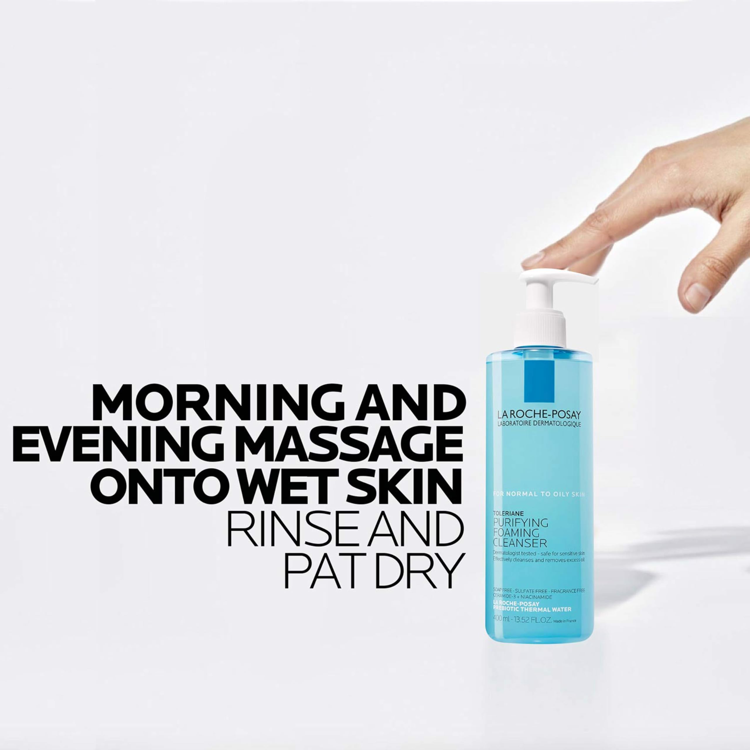 La Roche-Posay Toleriane Purifying Foaming Facial Cleanser, 13.52oz | Oil free face wash for sensitive skin with niacinamide and ceramides. Pore cleanser that won’t dry out skin and is soap free.