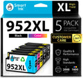 Smart Ink Compatible Ink Cartridges Replacement for HP952XL 952 XL 2 Black and Cyan/Magenta/Yellow (5 Combo Pack) to use with HP OfficeJet Pro 8710 7740 8720 8715 8210 8703 OfficeJet 8702 Printers