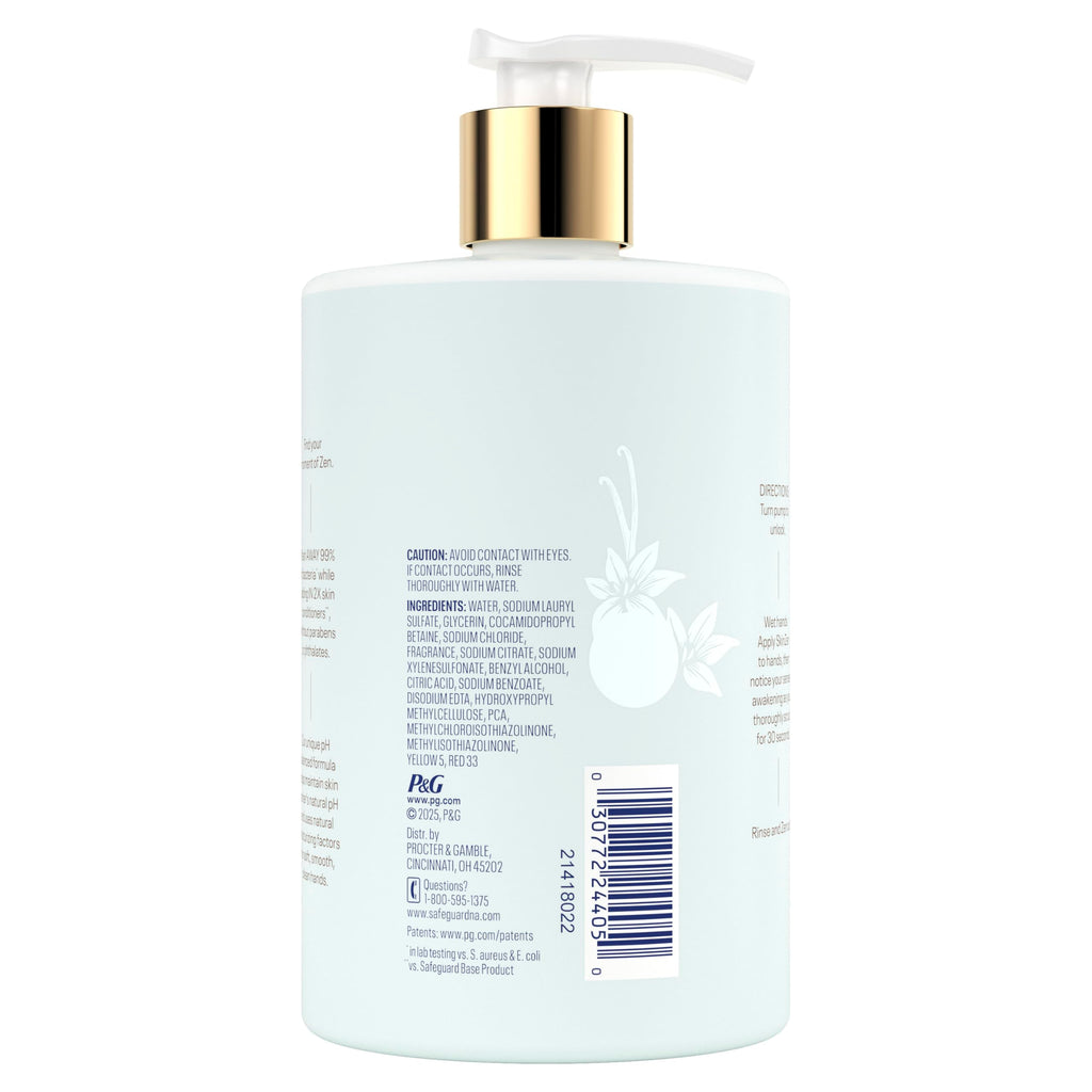 Safeguard Liquid Hand Soap, Skin Zen, Washes Away 99% Bacteria, Made with Natural Moisturizers & 2X Skin Conditioners, Safeguarding Families, PH Balanced Formula, Vanilla & Cashmere Scent, 16 oz