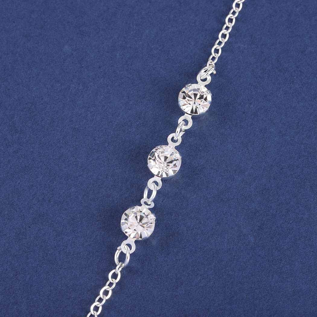 Buy now Crystal Finger Bracelets Ring Hand Chain Beach Slave Bracelet Jewelry for Women(Silver) at indiglob india