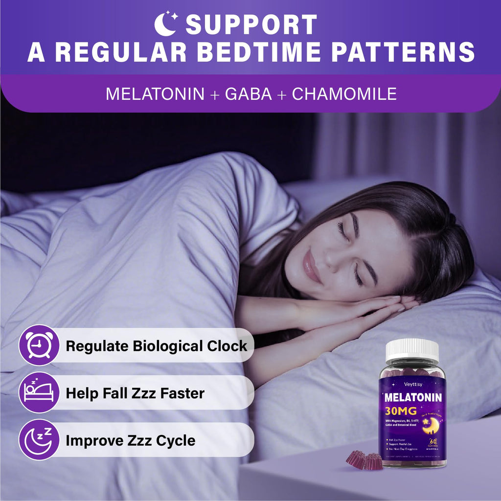 Melatonin 30mg Gummies for Adults - Sugar Free Melatonin Gummies | Maximum Strength with Magnesium, B6, GABA & Botanical Blend - Non-Habit Forming, Vegan, Non GMO, Natural Mixed Berry Flavor