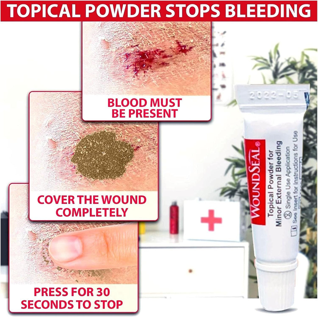 Buy now WoundSeal Topical Powder Wound Care First Aid for Cuts, Scrapes and Abrasions Single Use, 4 count (Packaging May Vary) at indiglob india