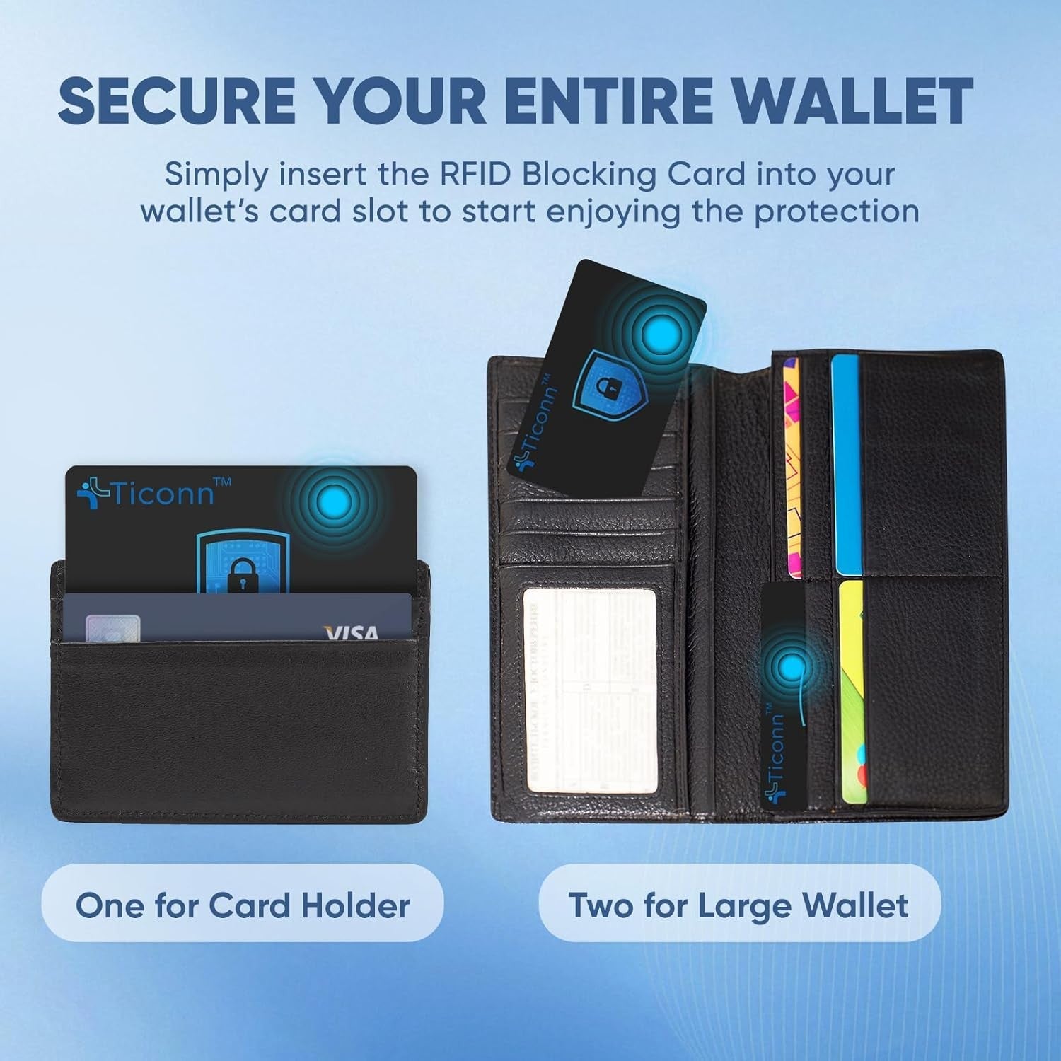 Buy now TICONN RFID Blocking Cards - 4 Pack, Premium Contactless NFC Debit Credit Card Passport Protector Blocker Set for Men & Women, Smart Slim Design Perfectly fits in Wallet/Purse (4) at indiglob india