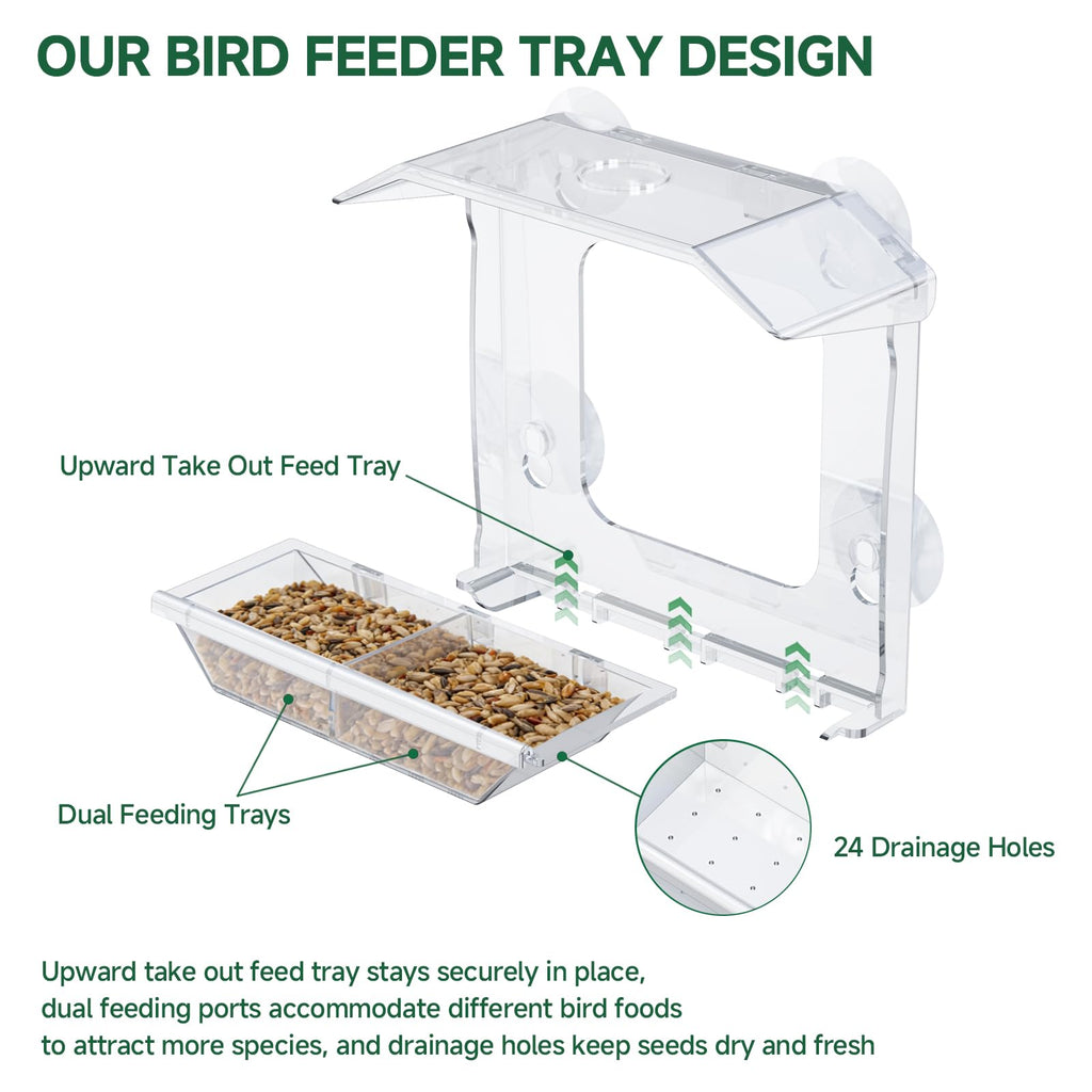 Window Bird Feeder with 4 Extra Strong Suction Cups (2.5 Inch)