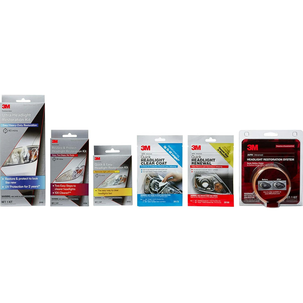 Buy now 3M Quick and Easy Headlight Restoration Kit, Removes Light Yellowing in 15-Minutes, 39193, 1 Kit at indiglob india