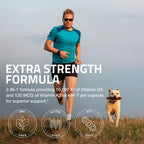 Bronson Vitamin K2 D3 (MK7) Extra Strength D3 & K2 Complex, 120 Capsules | Bone, Immune & Heart Health Support, Gluten Free, Soy Free, Non-GMO, Vitamin D3 10,000IU (250 mcg) & 120 mcg K2 MK-7