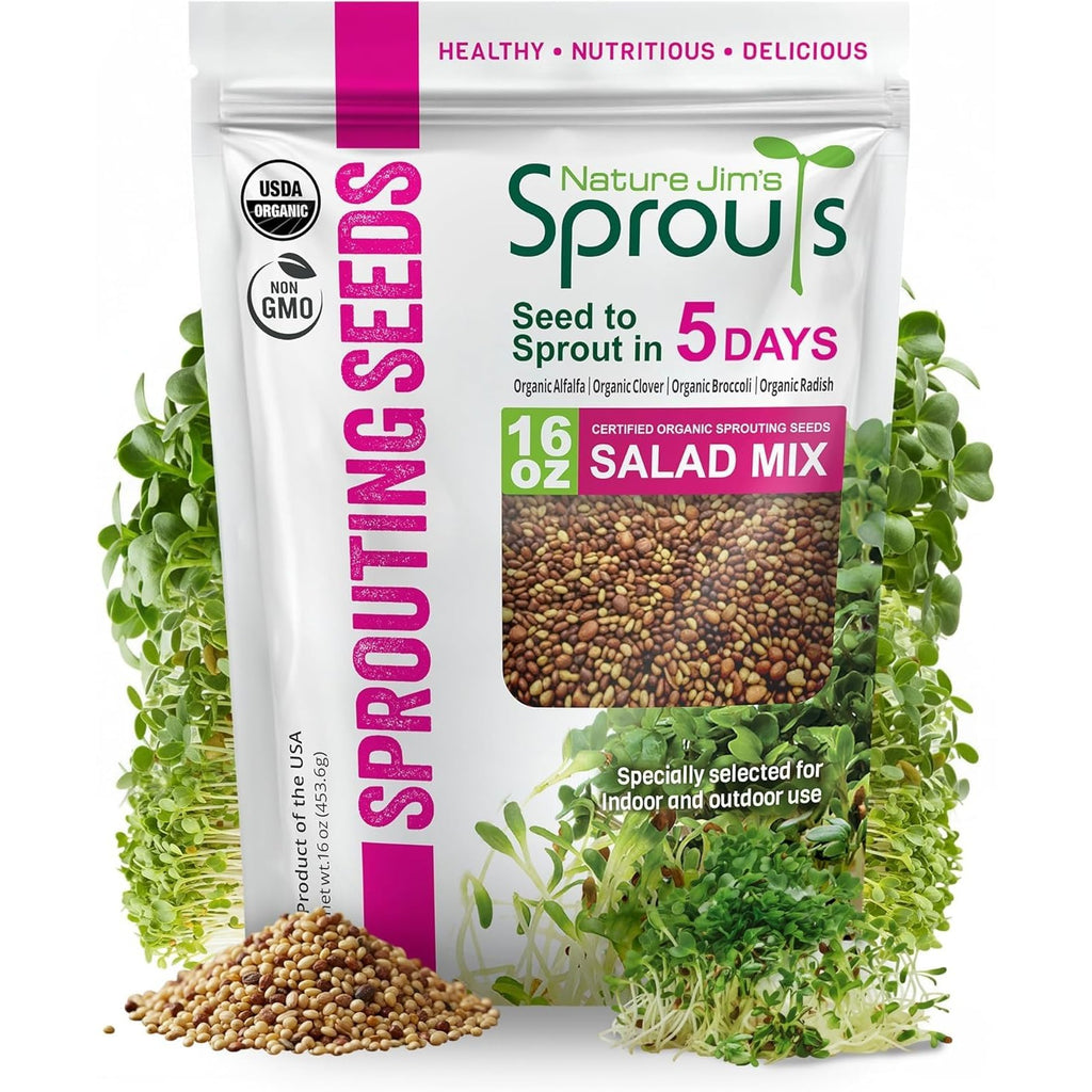 Nature Jim's Sprouts Salad Mix – Broccoli, Alfalfa, Clover, Radish, 1lb