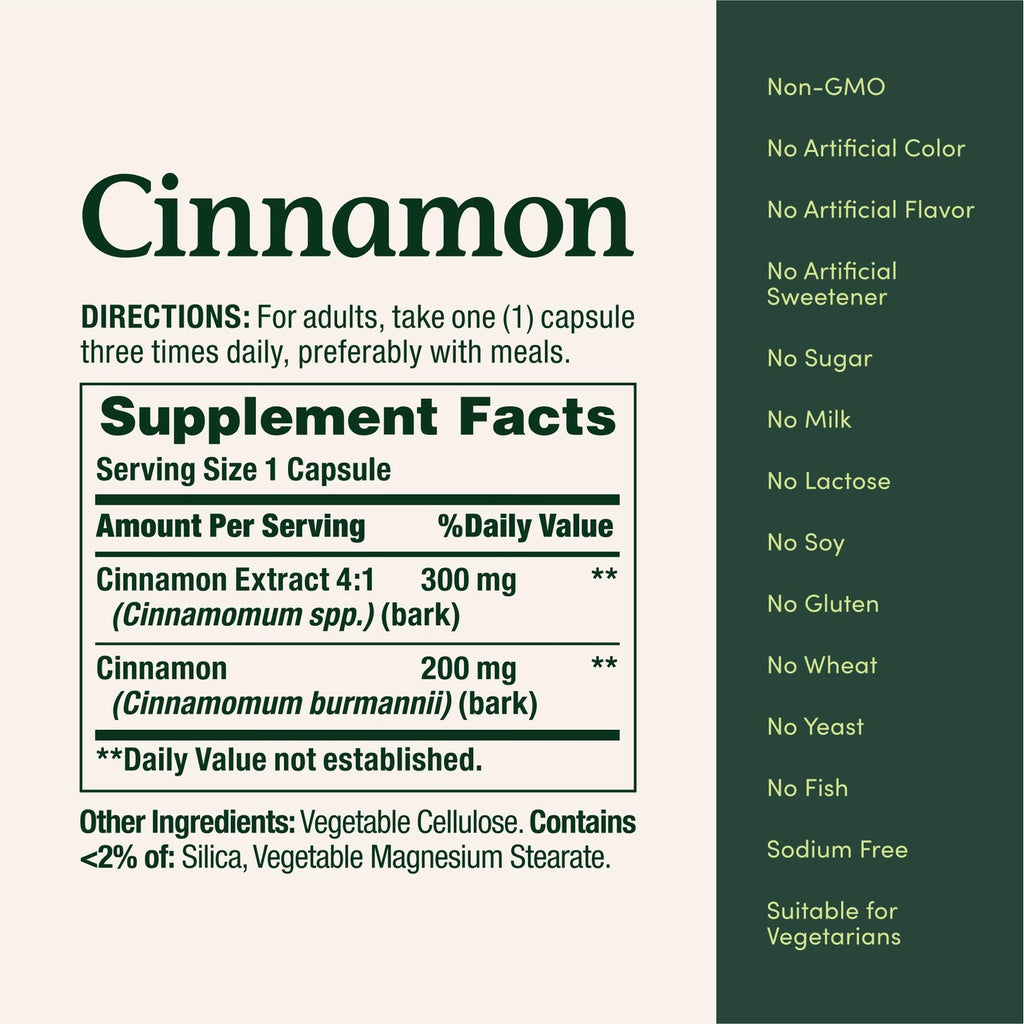 Nature's Bounty Cinnamon Capsules 1500mg, 100 Capsules