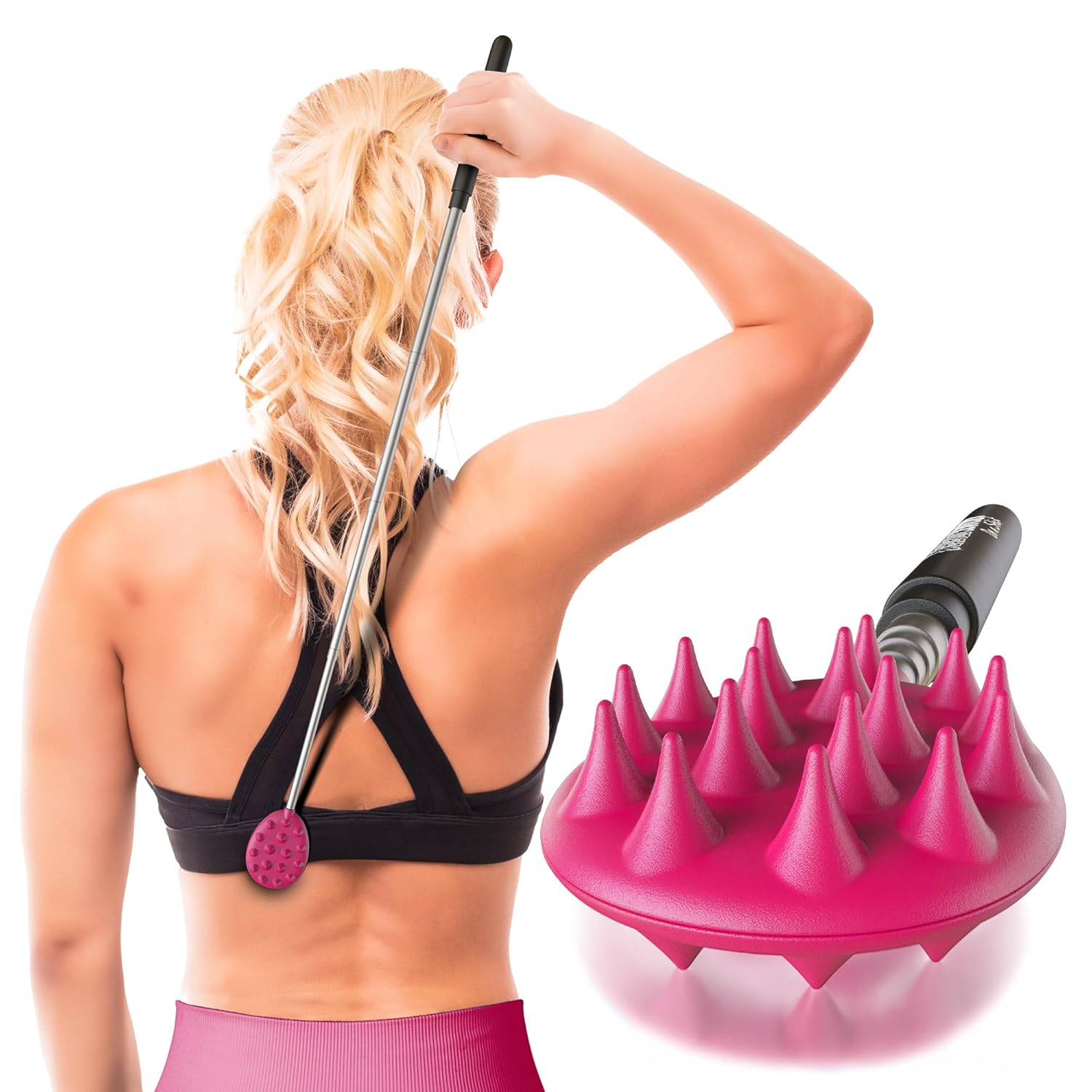 Buy now Cactus Scratcher Extendable Telescopic Back Scratcher - Extends 29" Long Double Sided Retractable Scratching Tool for Hand, Neck, Head, and Body - Universal Gift for Family, Pets, and Friends, Black Extendable Original Stick Pink at indiglob india