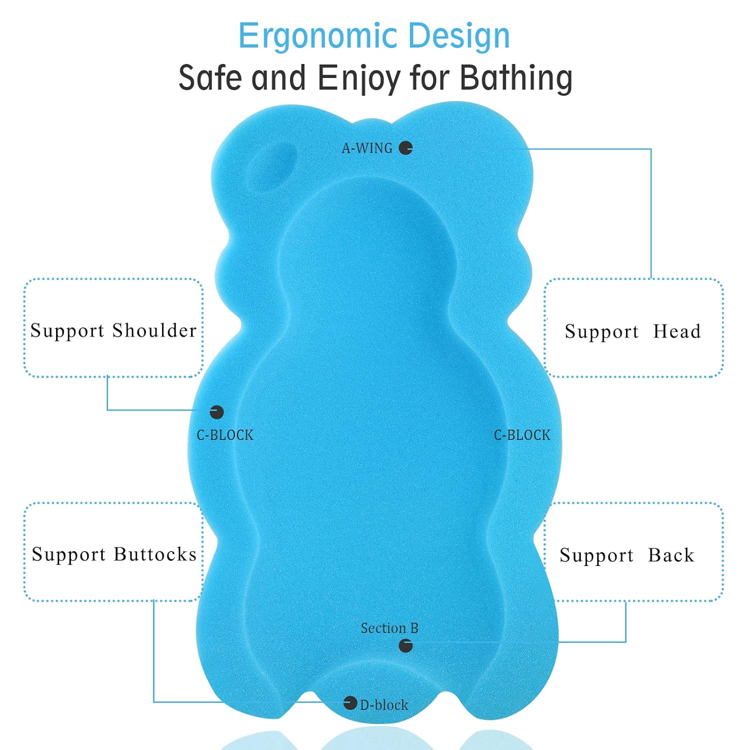 Buy now Baby Bath Cushion Infant Sponge Mat, Toddler & Newborn Bath Pad - Blue at indiglob india