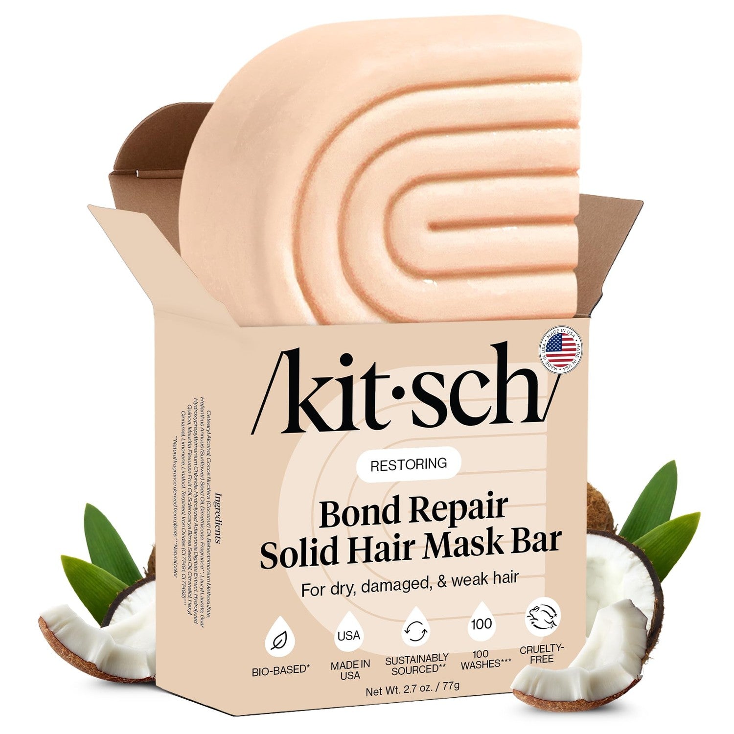 Buy now Kitsch Bond Repair Hair Mask â€“ Strengthening Bond Repair Hair Treatment to Restore and Replenish - Hair Mask for Damaged Hair & Dry - Solid Hair Care for All Hair Types - Made in USA - 2.7 oz at indiglob india