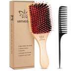 Hair Brush Boar Bristle Hairbrush for Thick Curly Thin Long Short Wet or Dry Hair Adds Shine and Makes Hair Smooth, Best Paddle Hair Brush for Men Women Kids