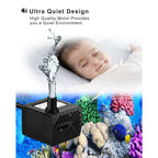 PULACO 50GPH 3W Mini Submersible Water Pump with 3.3 FT Tubing for Aquariums, Fish Tank, Pond, Fountain, Hydroponics