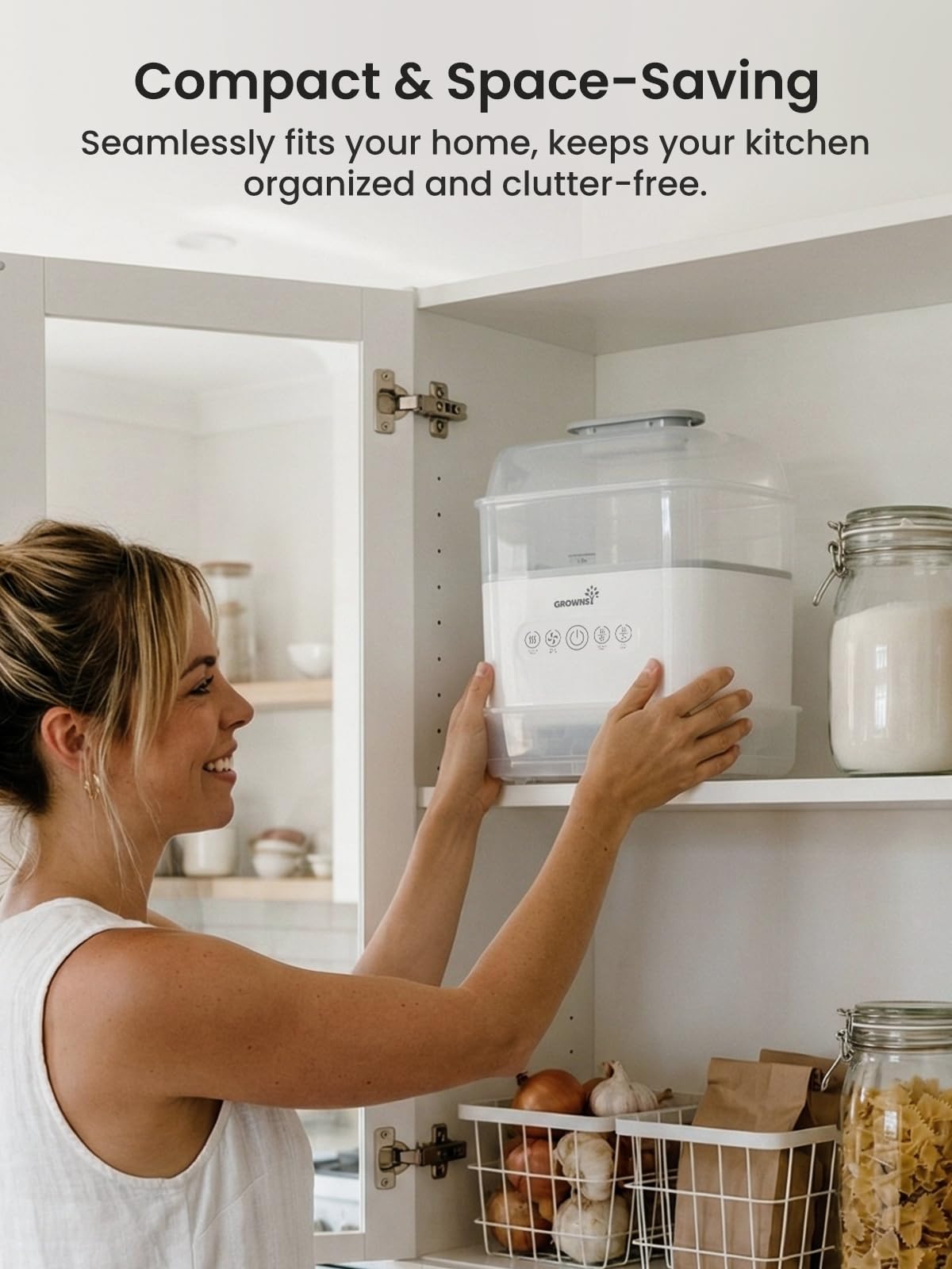 GROWNSY Baby Bottle Sterilizer and Dryer, Space-Saving, with Travel Set