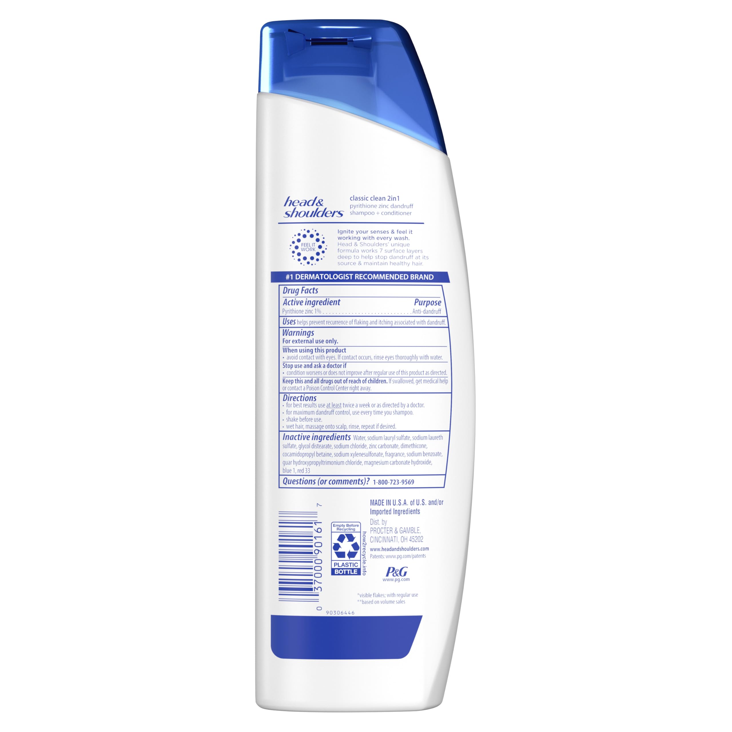 Head & Shoulders Classic Clean 2-in-1 Anti-Dandruff Shampoo and Conditioner, Travel Size, 72-Hour Protection, 8.45 fl oz
