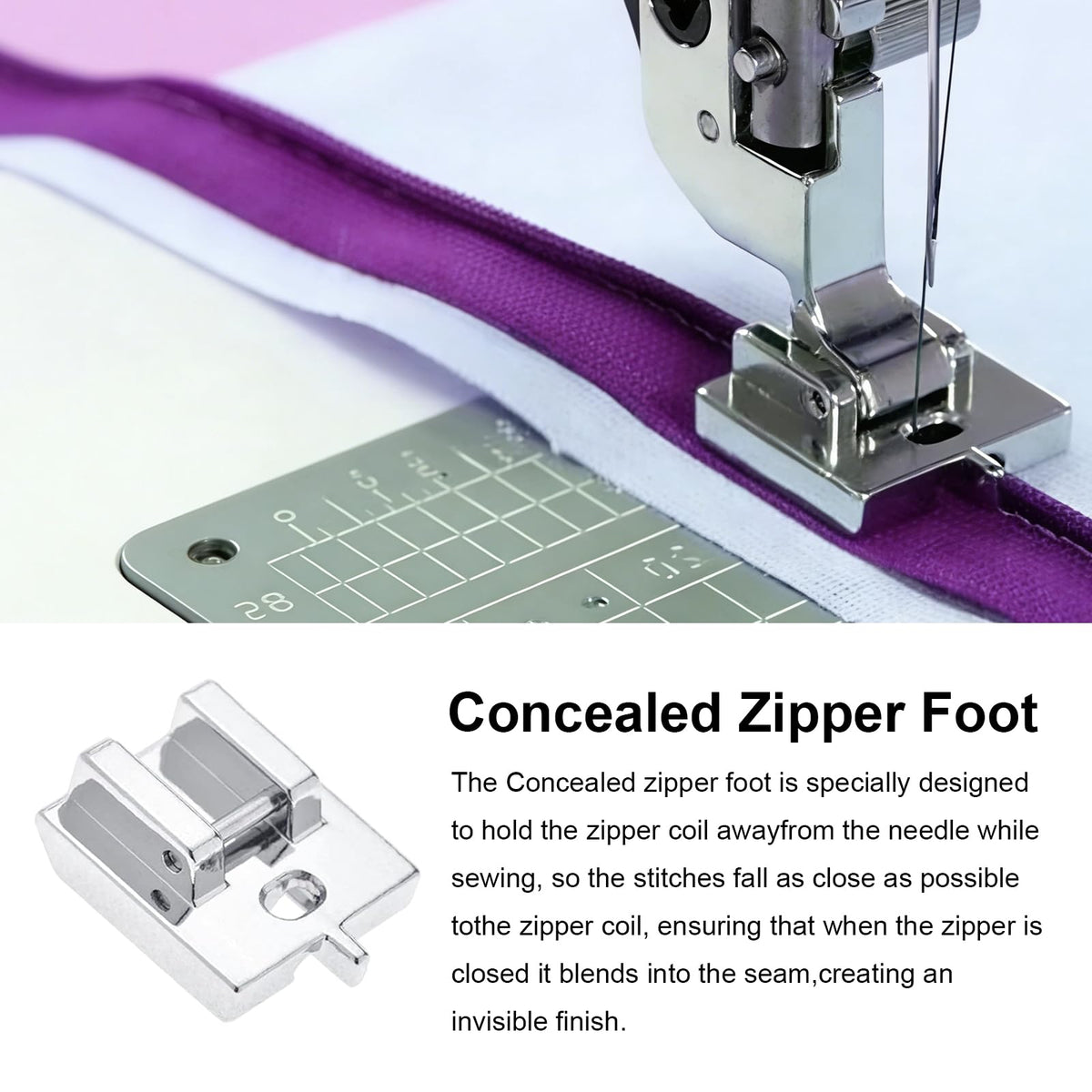 5PCS Invisible Zipper Foot, Invisible & Concealed Zipper Presser Feet for Precise Zipper Installation for All Low ShankSnap on Singer, Brother, Babylock, JanomeSewing Machines