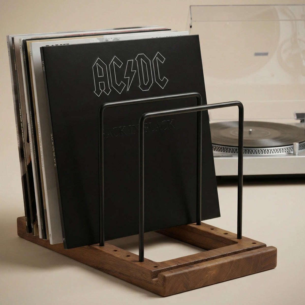 Decorative Vinyl Record Storage For Up to 75 Single Records - LP Holder