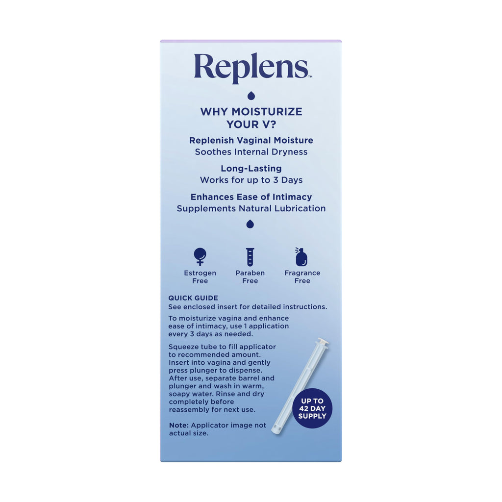 Replens Long-Lasting Vaginal Moisturizer, Relieves Vaginal Dryness for Up to 3 Days, Fragrance Free, 14 Applications (Pack of 3)