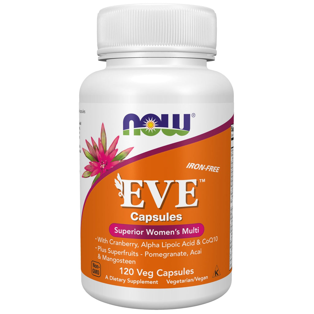 Buy now NOW Foods Supplements, EveÆ’?â€º Women's Multivitamin with Cranberry, Alpha Lipoic Acid and CoQ10, plus Superfruits - Pomegranate, Acai & Mangosteen, Iron-Free, 120 Veg Capsules at indiglob india