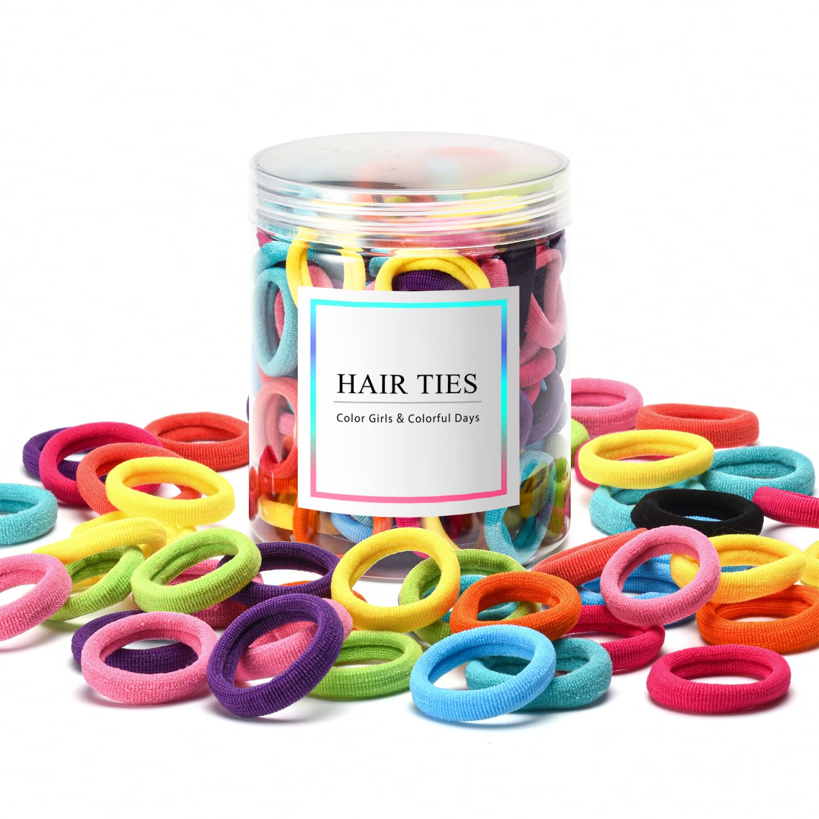 100 Pcs Baby Hair Ties, Cotton Ponytail Holders, No Damage Elastics | Cotton Toddler Hair Ties for Girls and Kids, Multicolor Small Soft No Damage Hair Elastics Ponytail Holders(10Colors)