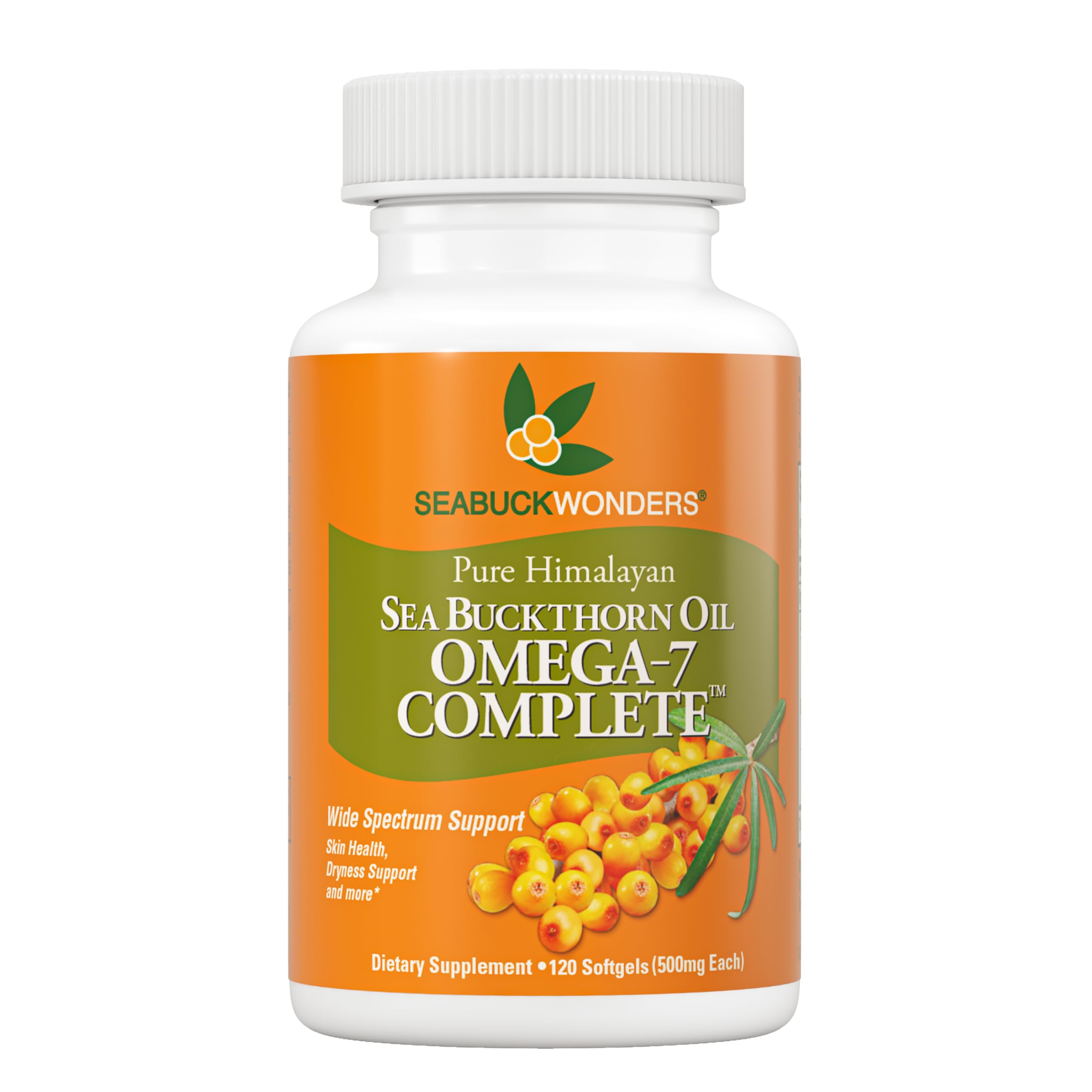 SeabuckWonders Organic Sea Buckthorn Oil Omega-7 Complete, 30 Softgels | 15 Day Supply, with Omega 3, 6 & 9, Supports Hair, Skin & Nails, 100% Pure with Zero Filler Oil