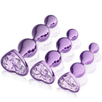 3 Pcs Lightweight Alloy Anal Beads Training Sets Butt Plugs, Hearted Bases