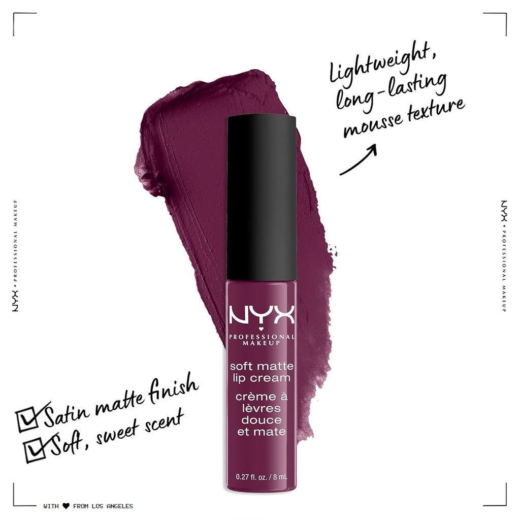 Buy now NYX PROFESSIONAL MAKEUP Soft Matte Lip Cream, Lightweight Liquid Lipstick - Transylvania (Matte Deep Violet) at indiglob india
