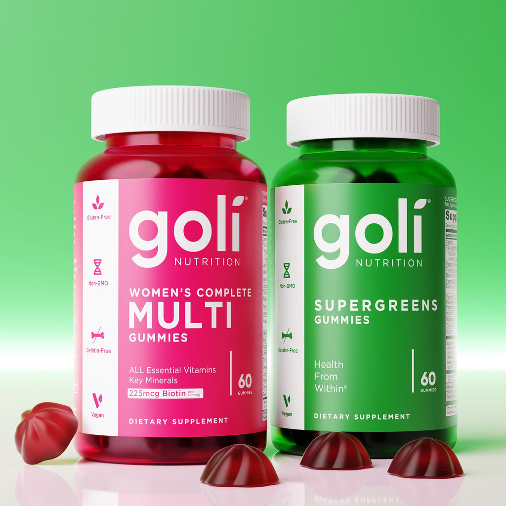 Goli SuperGreens Vitamin Gummy - 120 Count - Essential Vitamins and Minerals - Plant-Based, Vegan, Gluten-Free & Gelatin Free - Health from Within, Pack of 2