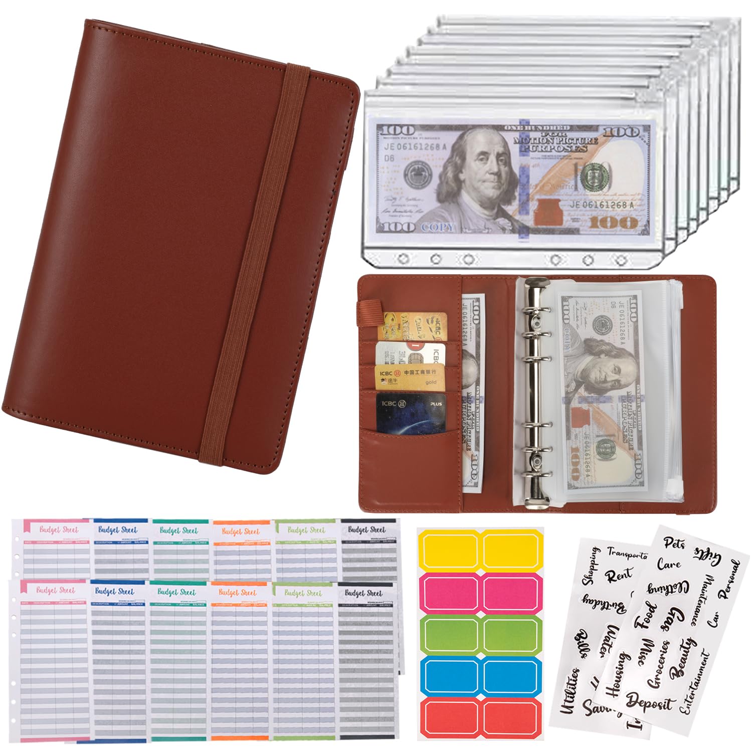Buy now NICOOTHBudget Binder Cash Envelopes A6 Money Saving Binder with Zipper envelopes (Purple) A6 Brown at indiglob india