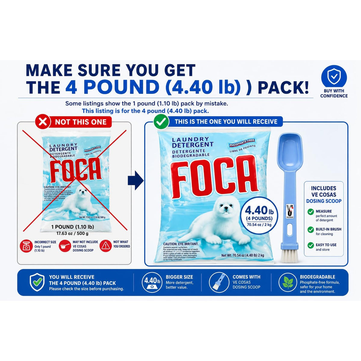 Foca Laundry Detergent 4.4 lb Bag - with Spoon., 4.41 Pound (Pack of 1)