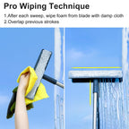 3-in-1 Window Squeegee for Home - 60" Window Cleaning Kit with 3 Microfiber Cloths & Screen Brush, All-in-1 Cleaner Tool for Outdoor Windows, Glass Door & Screens, Lightweight & Easy Storage