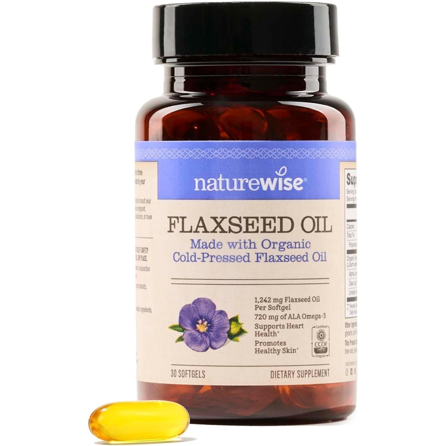 Buy now NatureWise Flaxseed Oil 1200 mg, Fish Free Omega 3 6 9 with 720mg ALA, Dietary Supplement for Heart Health Support - Organic, Cold Pressed, Non-GMO - 120 Softgels[4-Month Supply] 30 Count (Pack of 1) at indiglob india
