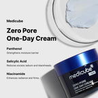 medicube Zero Pore One-Day Cream - Moisturizer for Pore & Oily Skin | Visible Pores & Excess Oil Care - Pore Refining with Panthenol, Salicylic Acid, and Niacinamide, Korean Skincare, 1.69 fl.oz