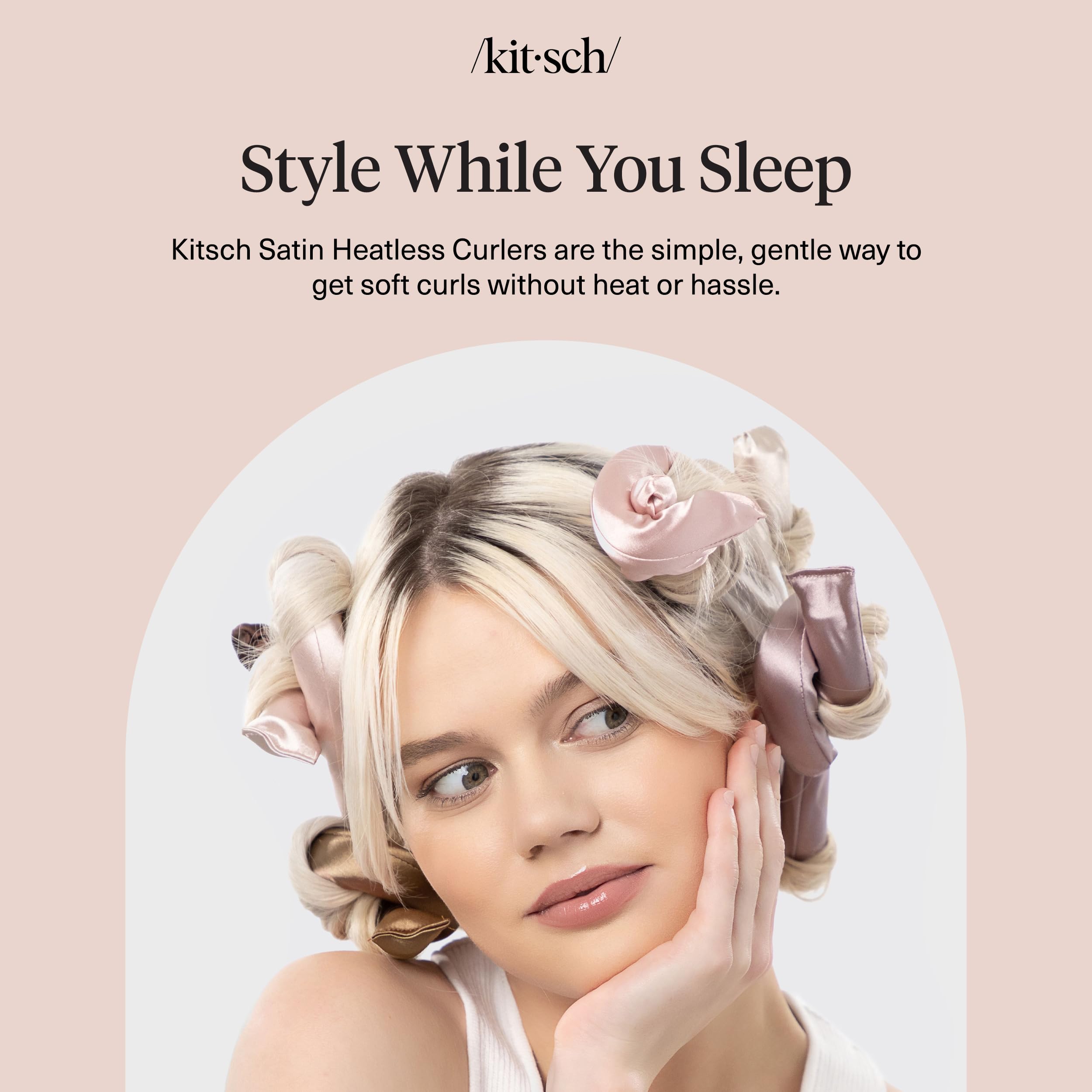 Kitsch Satin Flexi Rods Heatless Curling Rod - 6 pcs, Rosewood | Flexi Rod for Heatless Curl Overnight for Women, Comfortable Hair Curlers to Sleep In for Frizz-Free, No Heat Damage Styling