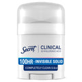 Secret Clinical Strength 100HR Sweat & Odor, Invisible Solid Antiperspirant & Deodorant for Women, 3X Stress Protection with Hyaluronic Acid, PH Balanced, Completely Clean Scent, 0.5 oz