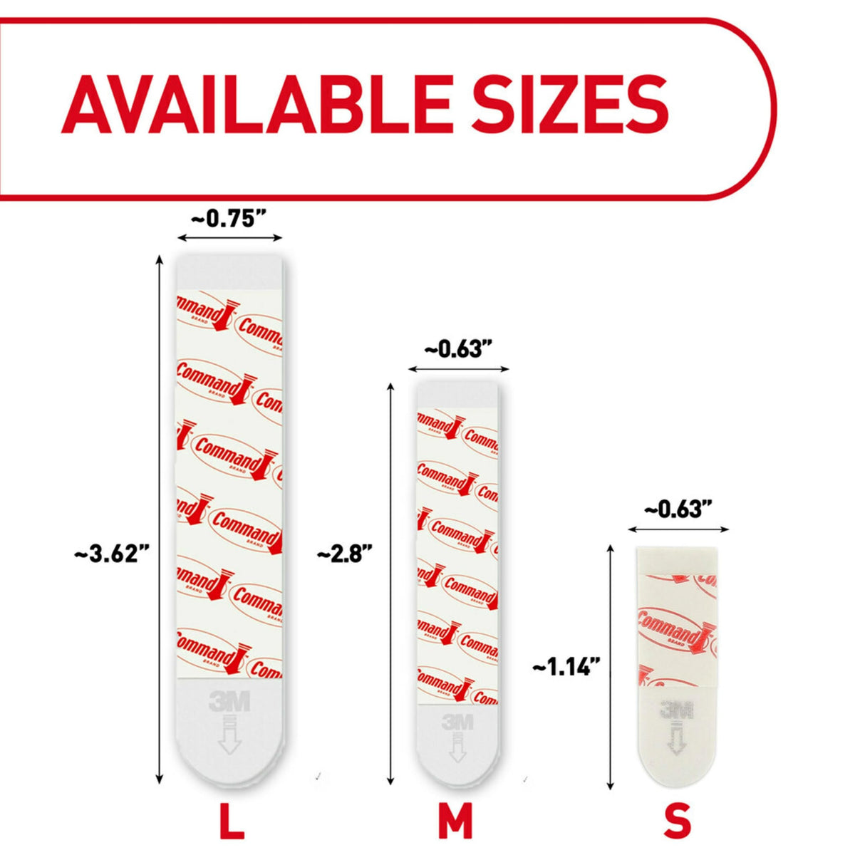 Command Replacement Adhesive Strips – 8 Small, 4 Medium, 4 Large, Damage-Free Hanging for Hooks and Clips, 16-Count (Pack of 2)