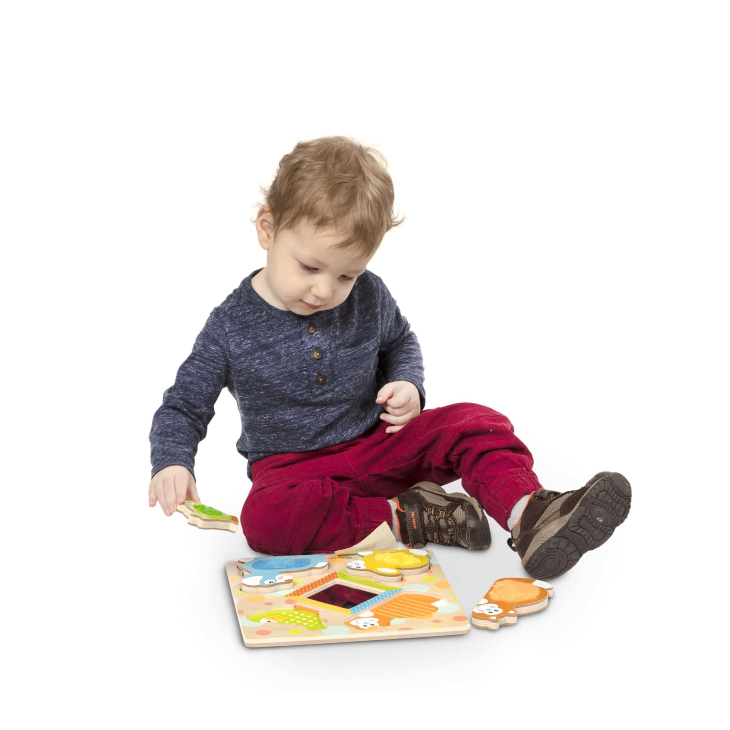 Buy now Melissa & Doug First Play Peek-a-Boo Pets Wooden Touch and Feel Puzzle with Mirror Mirror Toy for Babies and Toddlers, Sensory Toy Puzzle at indiglob india