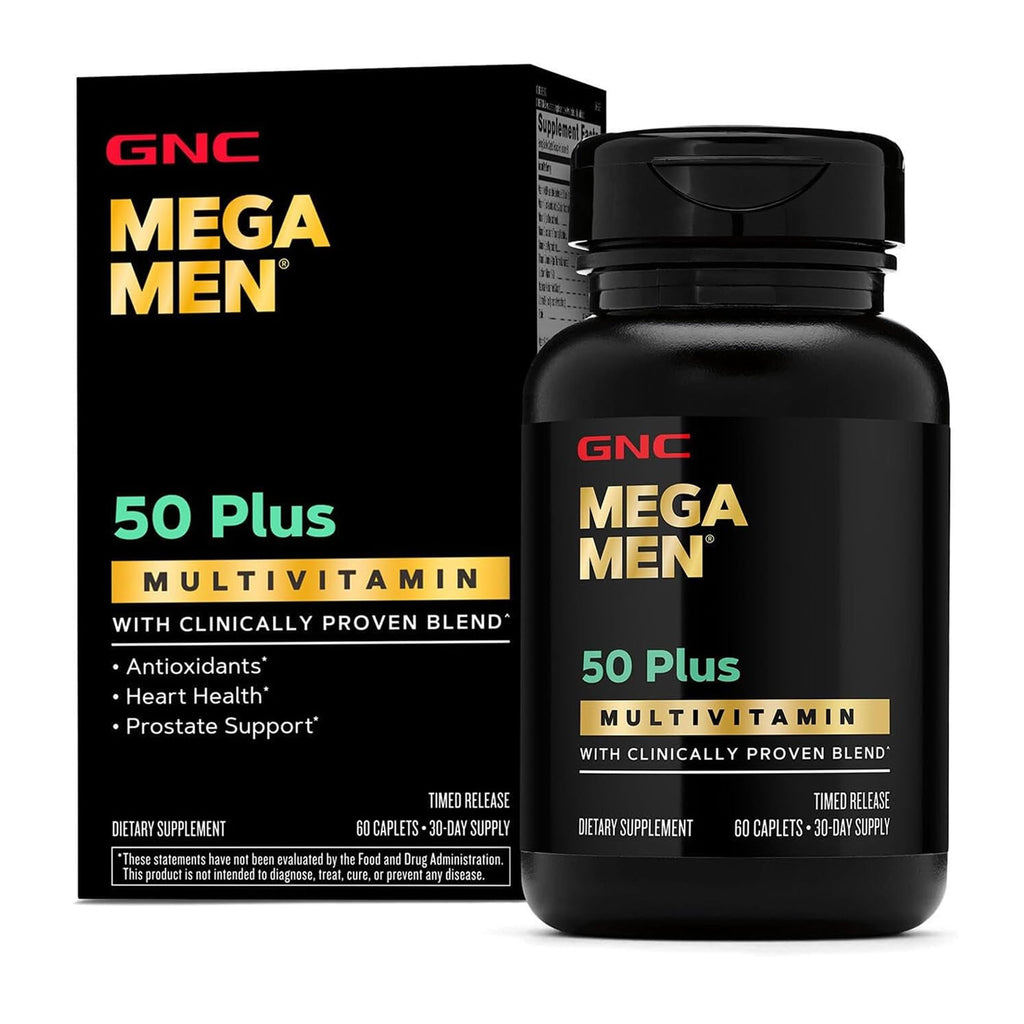 GNC Mega Men 50 Plus Multivitamin for Men | Antioxidants | Heart Health | Prostate and Circulatory Support | 120 Count | Clinically Studied Antioxidant Formula Supports Heart Health, Prostate Health, and Protection Against Free Radicals