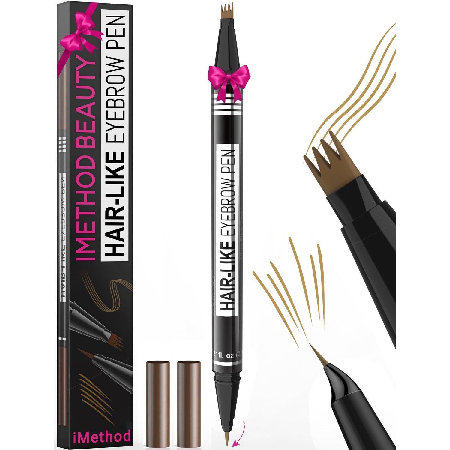 Buy now iMethod Microblading Eyebrow Pen - Eyebrow Pencil Magical 2-in-1 Dual-Ended Eye Brow Pencils for Women with 4-Fork-Tip & Ultra Precise Brush-Tip Create Natural Hair-Like Brows, Last All-Day, Brown at indiglob india