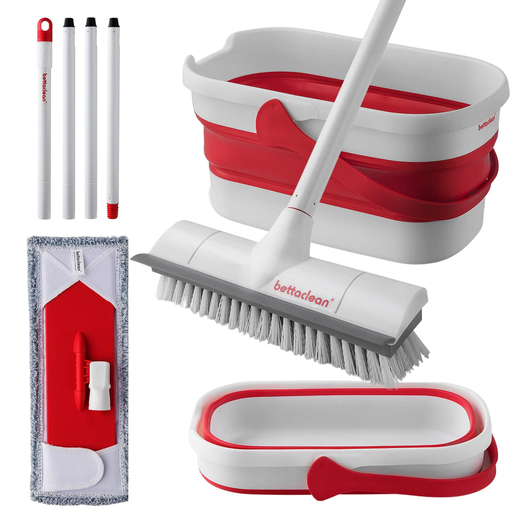 Outdoor Mop and Bucket Set with Scrub Brush for Concrete, Patio, Deck