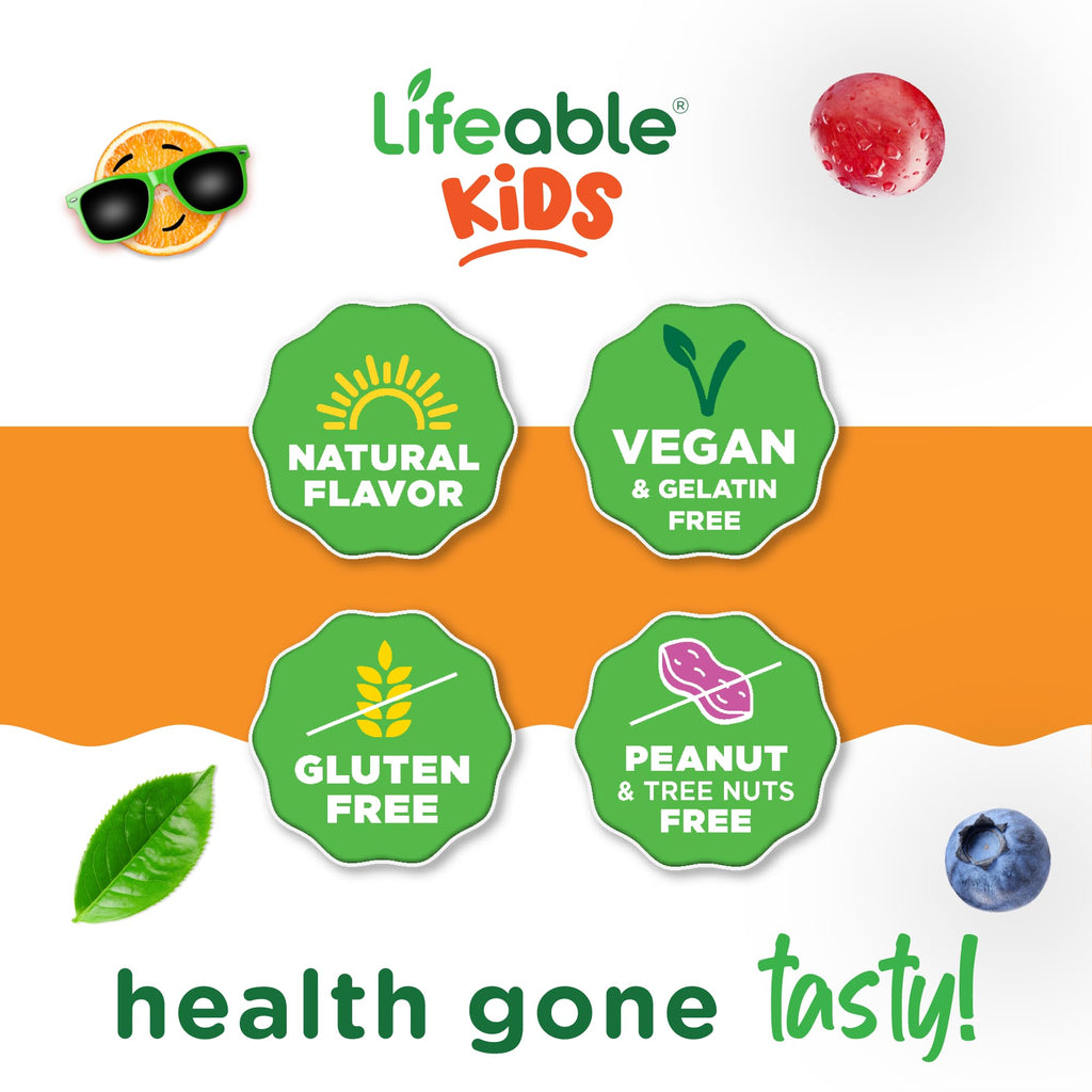 Lifeable Vitamin B12 for Kids | 1000 mcg | Great Tasting Vitamin B12 Gummies | Gluten Free, Vegan B12 Vitamins | B12 Vitamins for Energy, Mood and Nervous System Support | 90 Gummies