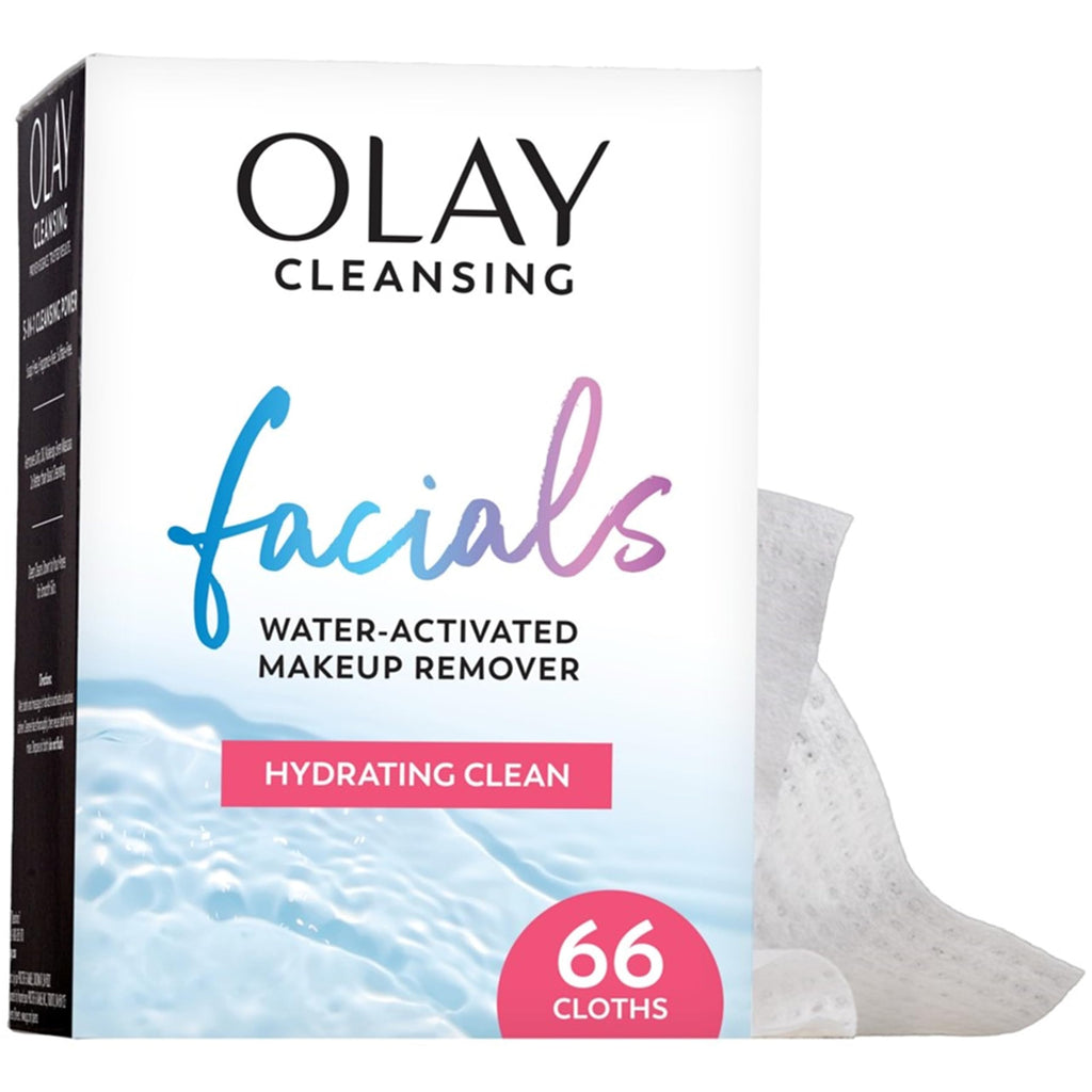 Olay Makeup Remover Wipes, Daily Facials Deep Clean Face Cleanser for Normal to Oily Skin, Alcohol & Fragrance Free, Soft Face Wash Towels, Travel Essentials for Women, Convenient Dry Cloths, 66 ct