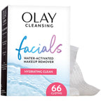 Olay Makeup Remover Wipes, Daily Facials Deep Clean Face Cleanser for Normal to Oily Skin, Alcohol & Fragrance Free, Soft Face Wash Towels, Travel Essentials for Women, Convenient Dry Cloths, 66 ct