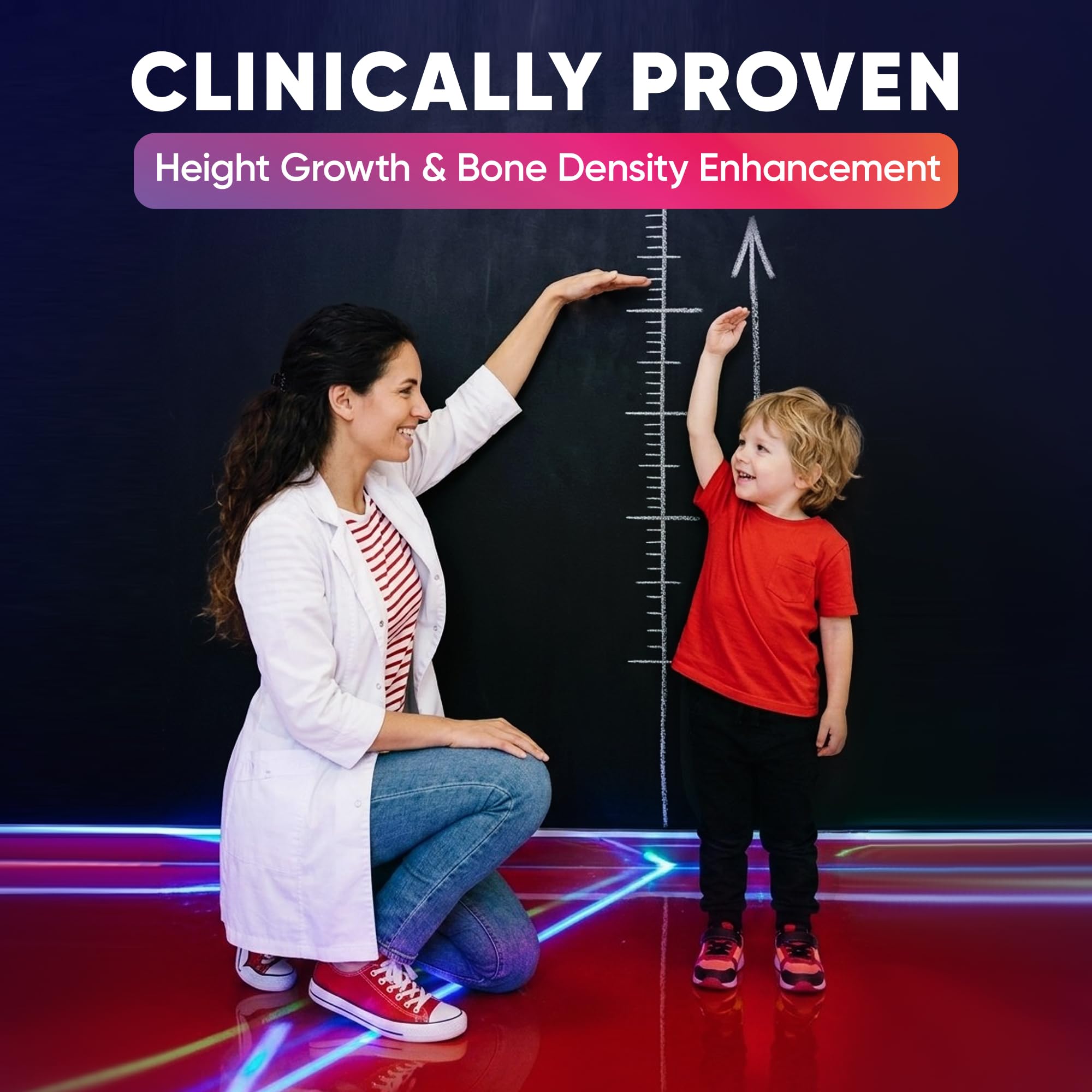 BIOTEQUELAB Height Growth Increase Gummies Vitamins, Grow Tall Supplement, Calcium, Magnesium, Zinc, Ashwagandha, Glucosamine Multivitamin for Teens, Kids, 120 Gummies