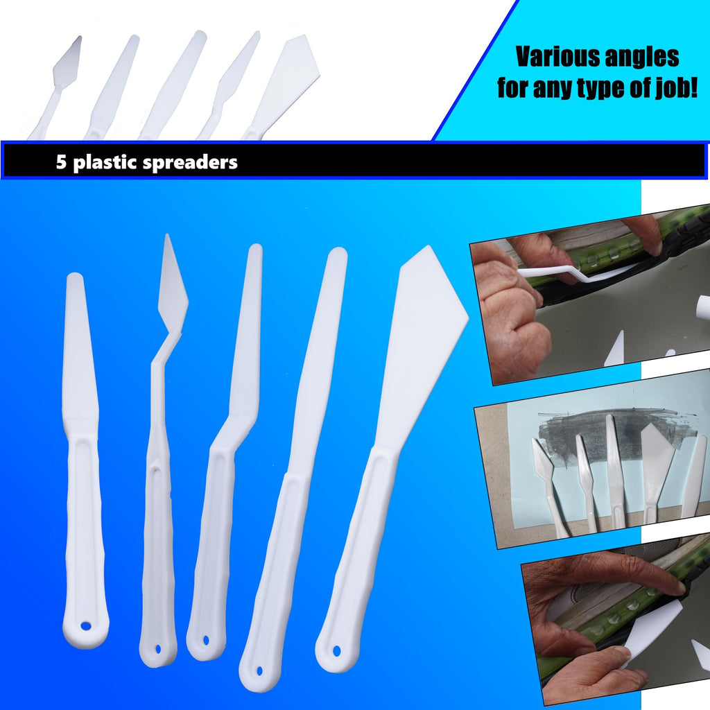 E6000 Plus Adhesive Bundle: 1.9 fl oz Tube with 10 Snip Tip Applicators, Set of 5 Plastic Spreader Tools and Set of 5 Nail Dotting Tools - Double-Headed with Various Sizes for Optimal Application