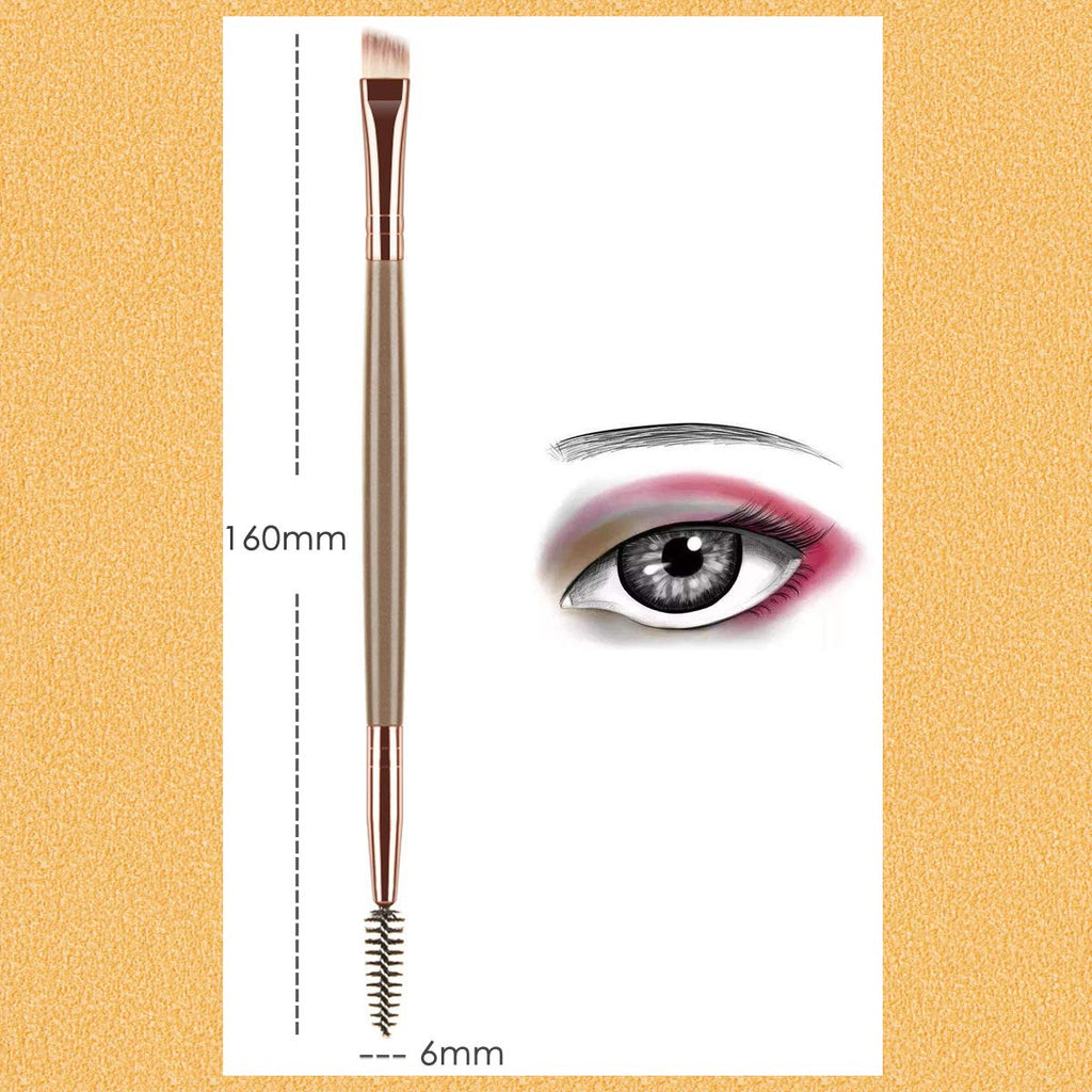 Eyebrow Brush Spoolie Dual Angled Eye Brow Brush Eyelash Comb | Eyebrow Tool for Lining and Shaping Brows or Lashes (Dark Brown)