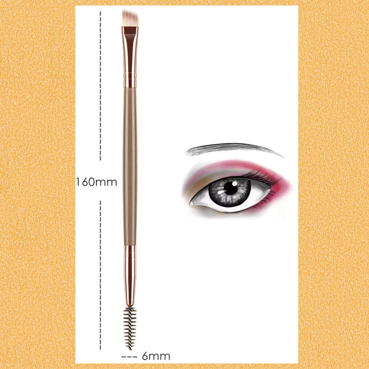 Eyebrow Brush Spoolie Dual Angled Eye Brow Brush Eyelash Comb | Eyebrow Tool for Lining and Shaping Brows or Lashes (Dark Brown)