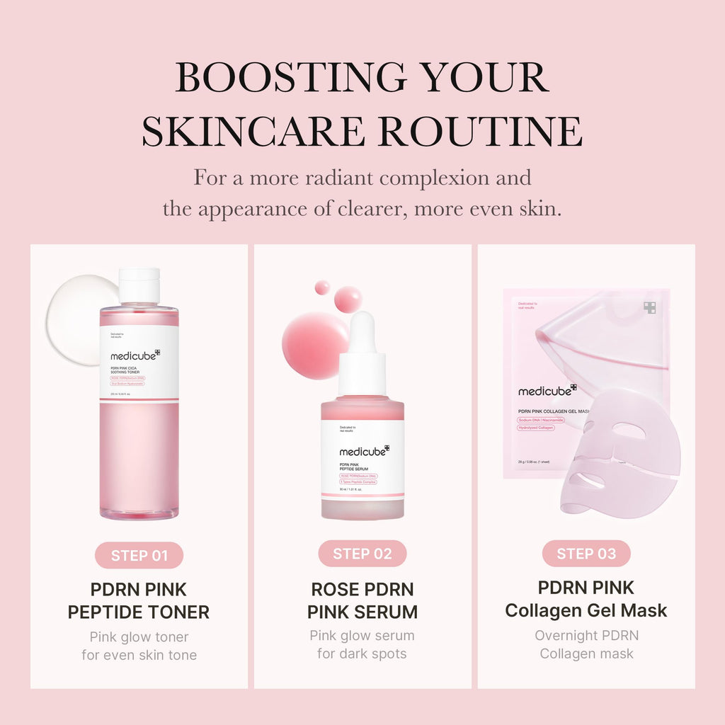 medicube PDRN Toner Rose PDRN Peptide Toner | Lightweight & Watery Toner with Rose PDRN, Peptides, Niacinamide - For Soothing & Calming, Korean Skincare, 8.45 fl.oz